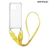 Θήκη Σιλικόνης με Strap Sonique Armor Clear Apple iPhone 15 Pro Max Κίτρινο