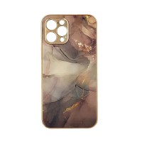 GKK Electroplate Marble Glass Case Apple iPhone 12 Pro Μπεζ