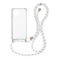 Θήκη Σιλικόνης με Κορδόνι Sonique Armor Clear Apple iPhone 12 / iPhone 12 Pro Rainbow Λευκό