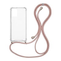 Θήκη Σιλικόνης με Κορδόνι Sonique Armor Clear Realme 9i Ροζ Χρυσό Σατινέ