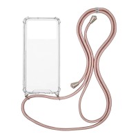 Θήκη Σιλικόνης με Κορδόνι Sonique Armor Clear Xiaomi Poco X4 Pro 5G Ροζ Χρυσό Σατινέ