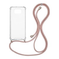 Θήκη Σιλικόνης με Κορδόνι Sonique Armor Clear Xiaomi Poco X3 NFC / Poco X3 Pro Ροζ Χρυσό Σατινέ