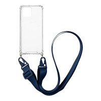 Θήκη Σιλικόνης με Strap Sonique Armor Clear Apple iPhone 12 / iPhone 12 Pro Μπλε Σκούρο