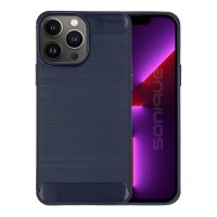 Θήκη Σιλικόνης Sonique Carbon Brushed Apple iPhone 13 Pro Max Μπλέ