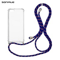 Θήκη Σιλικόνης με Κορδόνι Sonique Armor Clear Apple iPhone 7 / iPhone 8 / iPhone SE 2020 / iPhone SE 2022 Rainbow Μπλε