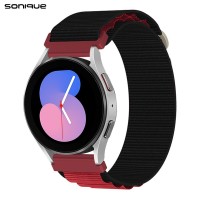 Λουράκι Nylon Alpine Loop Band Sonique 20mm για Samsung, Huawei, Amazfit, Xiaomi, Honor Μαύρο / Κόκκινο