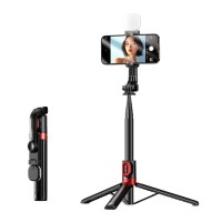 REMAX P60 Selfie Stick με Ενσωματωμένο Φως και Bluetooth Remote Controller Μαύρο