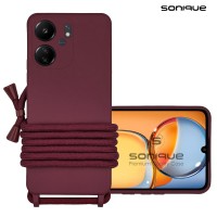 Θήκη Σιλικόνης με Κορδόνι CarryHang Sonique Xiaomi Redmi 13C 4G / Redmi 13C 5G / Poco C65 4G Μπορντό