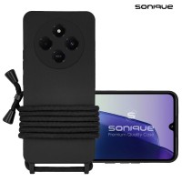 Θήκη Σιλικόνης με Κορδόνι CarryHang Sonique Xiaomi Redmi 14C 4G / Poco C75 4G / Redmi A4 5G Μαύρο