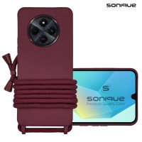 Θήκη Σιλικόνης με Κορδόνι CarryHang Sonique Xiaomi Redmi 14C 4G / Poco C75 4G / Redmi A4 5G Μπορντό