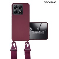 Θήκη Σιλικόνης με Strap CarryHang Sonique Xiaomi Xiaomi 14T Pro Μπορντό