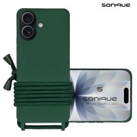 Θήκη Σιλικόνης με Κορδόνι CarryHang Sonique Apple iPhone 17 Πράσινο Σκούρο