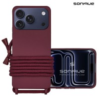 Θήκη Σιλικόνης με Κορδόνι CarryHang Sonique Apple iPhone 17 Pro Μπορντό