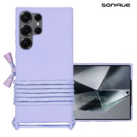 Θήκη Σιλικόνης με Κορδόνι CarryHang Sonique Samsung Galaxy S25 Ultra Λιλά