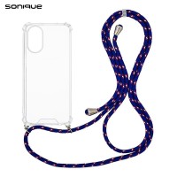Θήκη Σιλικόνης με Κορδόνι Sonique Armor Clear Oppo A38 Rainbow Μπλε