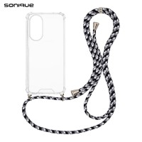 Θήκη Σιλικόνης με Κορδόνι Sonique Armor Clear Oppo A98 5G Rainbow Μαύρο