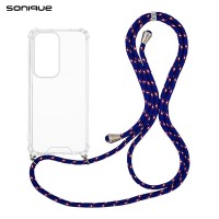 Θήκη Σιλικόνης με Κορδόνι Sonique Armor Clear Oppo Reno12 5G Rainbow Μπλε