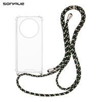 Θήκη Σιλικόνης με Κορδόνι Sonique Armor Clear Oppo Reno12 F 5G / Oppo Reno12 FS 5G Rainbow Πράσινο