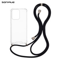 Θήκη Σιλικόνης με Κορδόνι Sonique Armor Clear Oppo Reno13 F 5G / Oppo Reno13 FS 5G Μαύρο