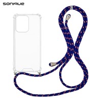 Θήκη Σιλικόνης με Κορδόνι Sonique Armor Clear Oppo Reno13 F 5G / Oppo Reno13 FS 5G Rainbow Μπλε