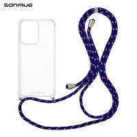 Θήκη Σιλικόνης με Κορδόνι Sonique Armor Clear Oppo Reno13 Pro 5G Rainbow Μπλε