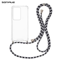 Θήκη Σιλικόνης με Κορδόνι Sonique Armor Clear Xiaomi Redmi 15 4G / Redmi 15 5G Rainbow Μαύρο