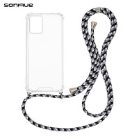 Θήκη Σιλικόνης με Κορδόνι Sonique Armor Clear Motorola Edge 30 Neo 5G Rainbow Μαύρο