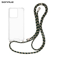 Θήκη Σιλικόνης με Κορδόνι Sonique Armor Clear Motorola Edge 50 5G Rainbow Πράσινο
