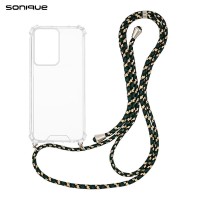 Θήκη Σιλικόνης με Κορδόνι Sonique Armor Clear Motorola Edge 50 Fusion 5G Rainbow Πράσινο