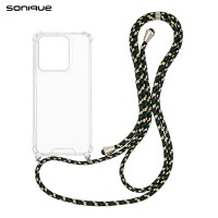 Θήκη Σιλικόνης με Κορδόνι Sonique Armor Clear Motorola Edge 50 Neo 5G Rainbow Πράσινο