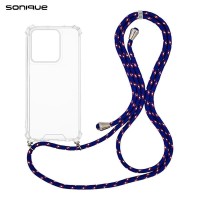 Θήκη Σιλικόνης με Κορδόνι Sonique Armor Clear Motorola Edge 50 Neo 5G Rainbow Μπλε