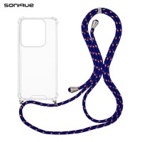 Θήκη Σιλικόνης με Κορδόνι Sonique Armor Clear Motorola Edge 50 Pro 5G Rainbow Μπλε