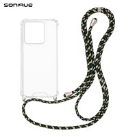 Θήκη Σιλικόνης με Κορδόνι Sonique Armor Clear Motorola Edge 60 Fusion 5G Rainbow Πράσινο