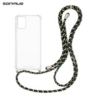 Θήκη Σιλικόνης με Κορδόνι Sonique Armor Clear Motorola Moto E22 4G Rainbow Πράσινο