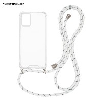Θήκη Σιλικόνης με Κορδόνι Sonique Armor Clear Motorola Moto E22 4G Rainbow Λευκό