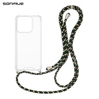 Θήκη Σιλικόνης με Κορδόνι Sonique Armor Clear Motorola Moto G56 5G Rainbow Πράσινο