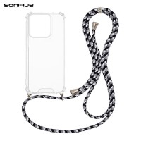Θήκη Σιλικόνης με Κορδόνι Sonique Armor Clear Motorola Moto G56 5G Rainbow Μαύρο