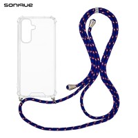 Θήκη Σιλικόνης με Κορδόνι Sonique Armor Clear Samsung Galaxy A17 4G / Galaxy A17 5G Rainbow Μπλε