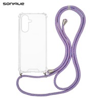 Θήκη Σιλικόνης με Κορδόνι Sonique Armor Clear Samsung Galaxy S25 FE Rainbow Λιλά
