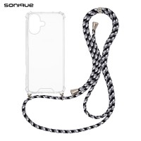 Θήκη Σιλικόνης με Κορδόνι Sonique Armor Clear Apple iPhone 17 Rainbow Μαύρο