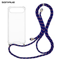 Θήκη Σιλικόνης με Κορδόνι Sonique Armor Clear Apple iPhone 17 Air Rainbow Μπλε