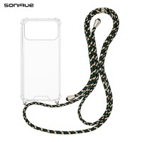 Θήκη Σιλικόνης με Κορδόνι Sonique Armor Clear Apple iPhone 17 Pro Rainbow Πράσινο