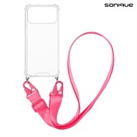 Θήκη Σιλικόνης με Strap Sonique Armor Clear Apple iPhone 17 Pro Max Φούξια