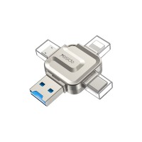 Yesido GS23 4-in-1 OTG Card Reader 3.0 Ασημί