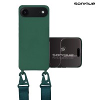 Θήκη Σιλικόνης με Strap CarryHang Sonique Apple iPhone 17 Air Πράσινο Σκούρο