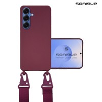 Θήκη Σιλικόνης με Strap CarryHang Sonique Samsung Galaxy S25 Plus Μπορντό