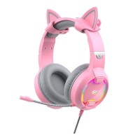 Gaming Ακουστικά Havit H2233d On Ear Gaming Headset με σύνδεση USB / 3.5mm Ροζ Ροζ