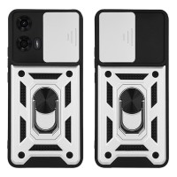 Θήκη Ring Armor CamPro Sonique για Motorola Moto G04 4G / Moto G04s 4G / Moto G24 4G / Moto G24 4G Power / Moto E14 4G Ασημί