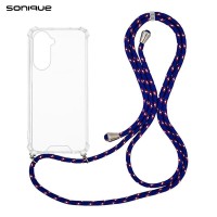 Θήκη Σιλικόνης με Κορδόνι Sonique Armor Clear Samsung Galaxy A57 5G Rainbow Μπλε