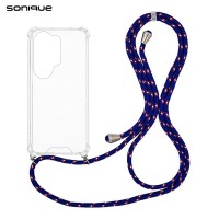 Θήκη Σιλικόνης με Κορδόνι Sonique Armor Clear Samsung Galaxy S26 Ultra Rainbow Μπλε